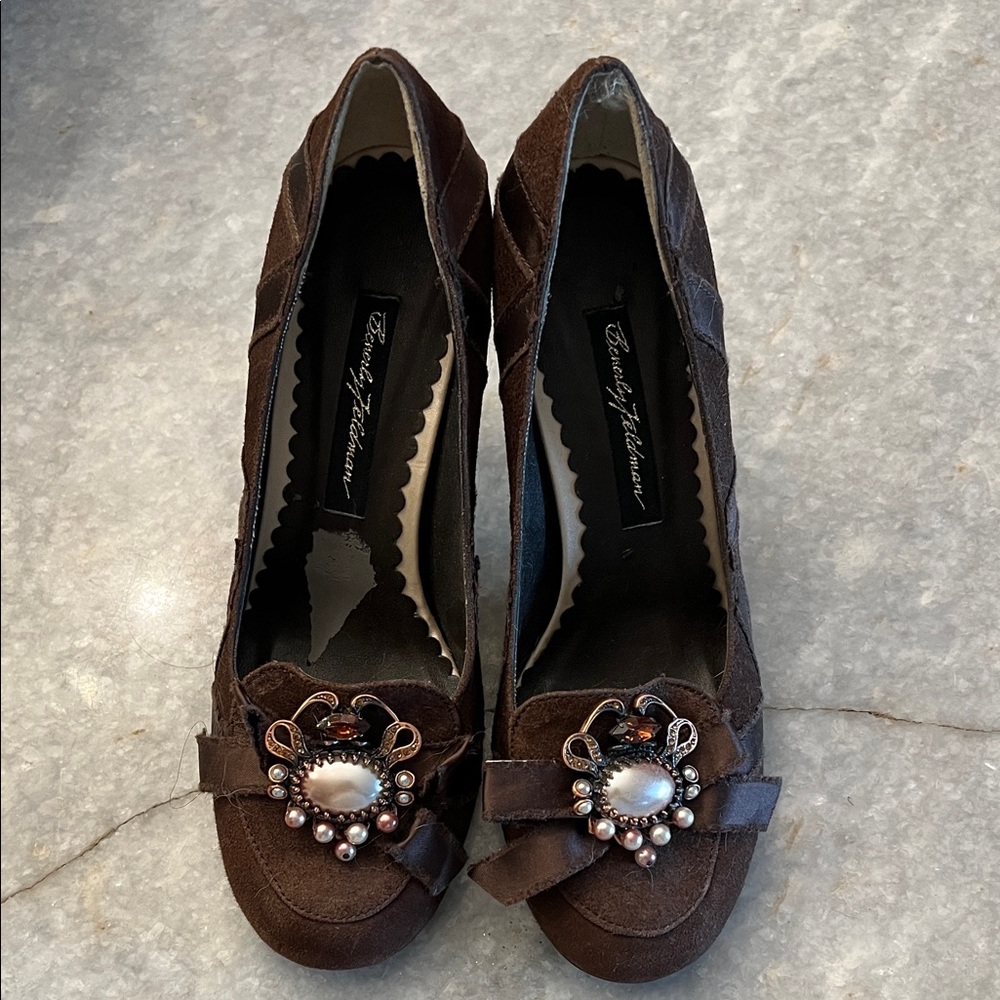 Betsey Johnson Brown Embellished Heels Size 6.5